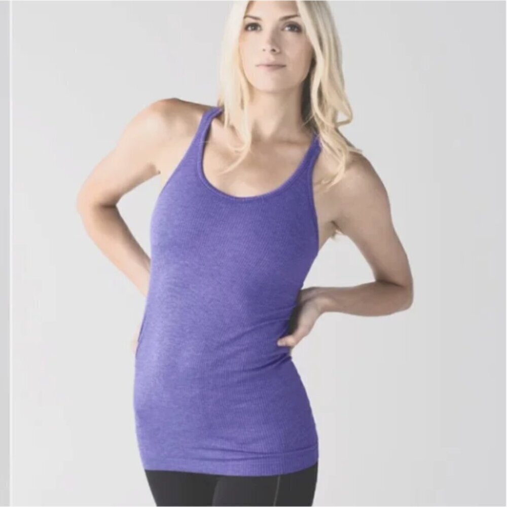 Lululemon Ebb To Street Heathered Purple Blue Tank - 6